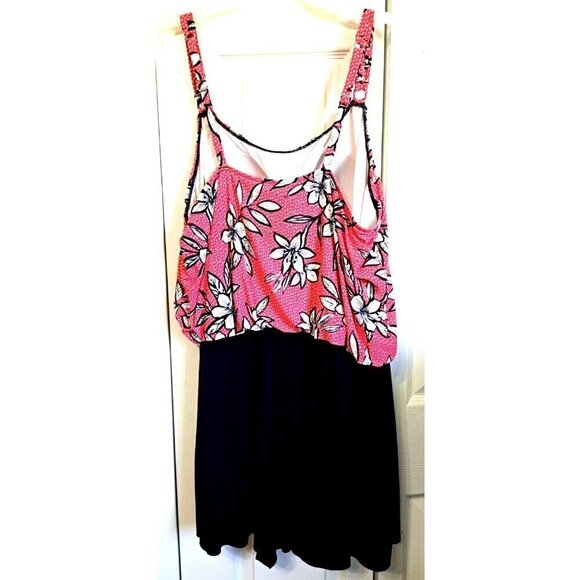 Paradise Bay Women's 20W Multicolor One Piece Soft Cup Blouson w/Skirt Swim Suit - Picture 3 of 7